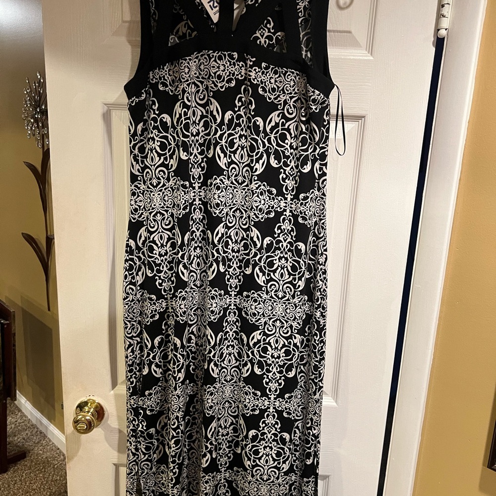 Haani Black and White Halter Sleeveless  Maxi Dress